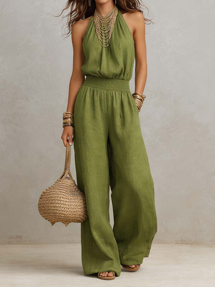 Valeria | Halter Neck Wide-Leg Jumpsuit