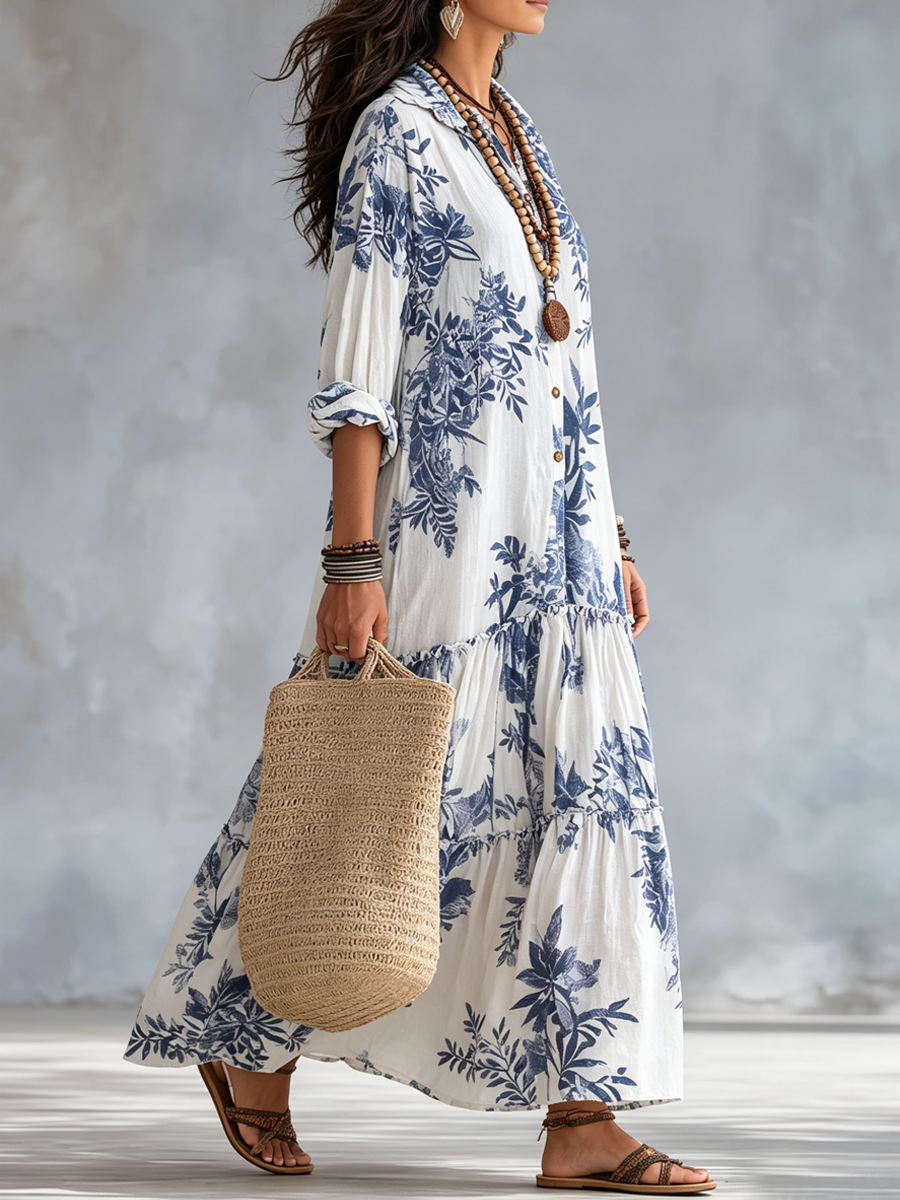 Dahlia | Boho floral tiered maxi dress