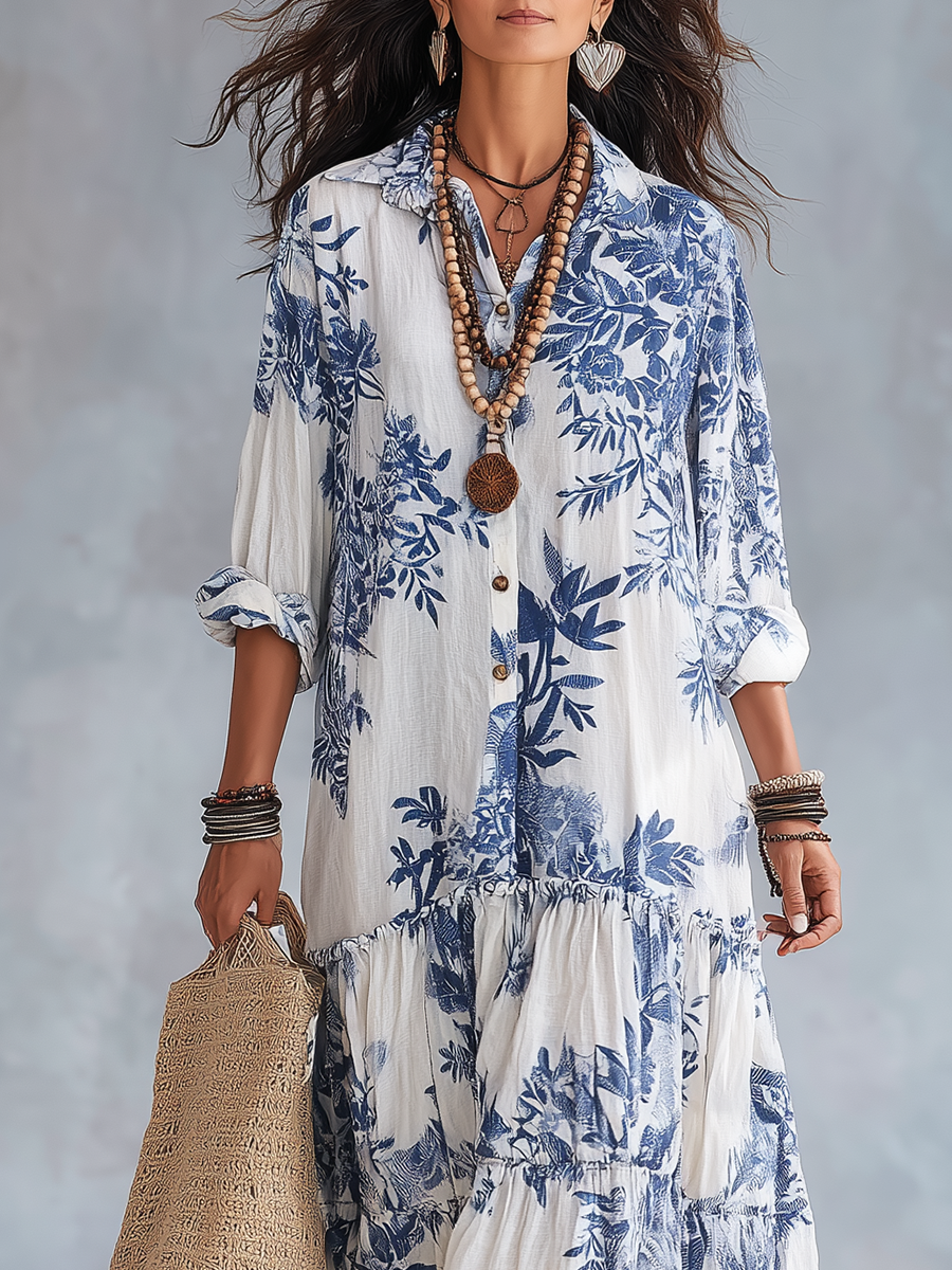 Dahlia | Boho floral tiered maxi dress