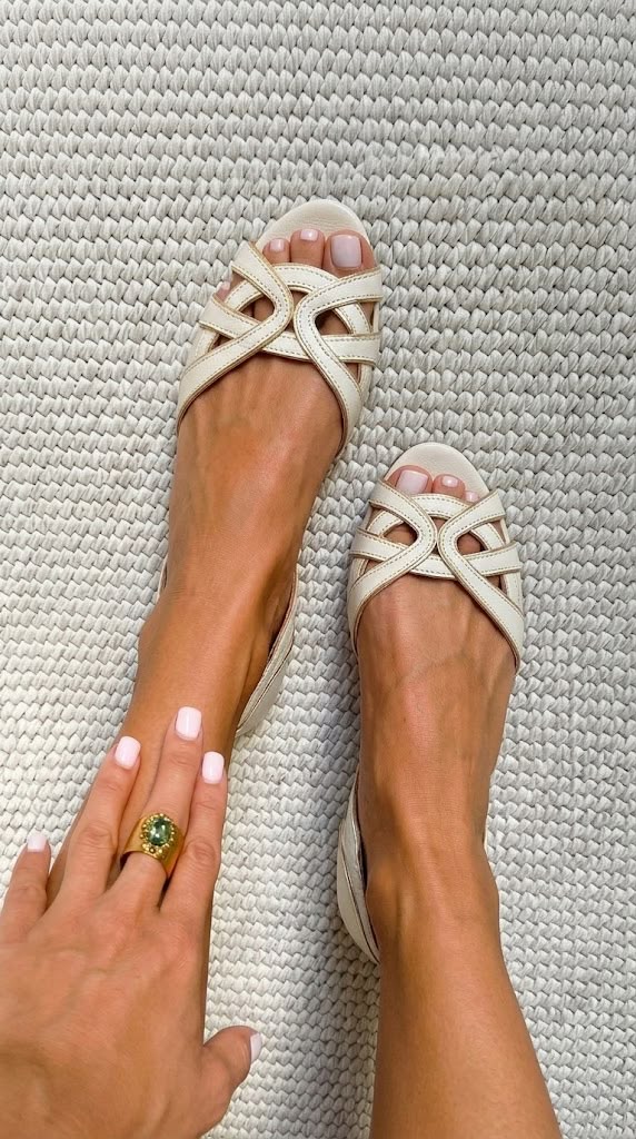 Bianca - Elegant Cream Woven Sandals