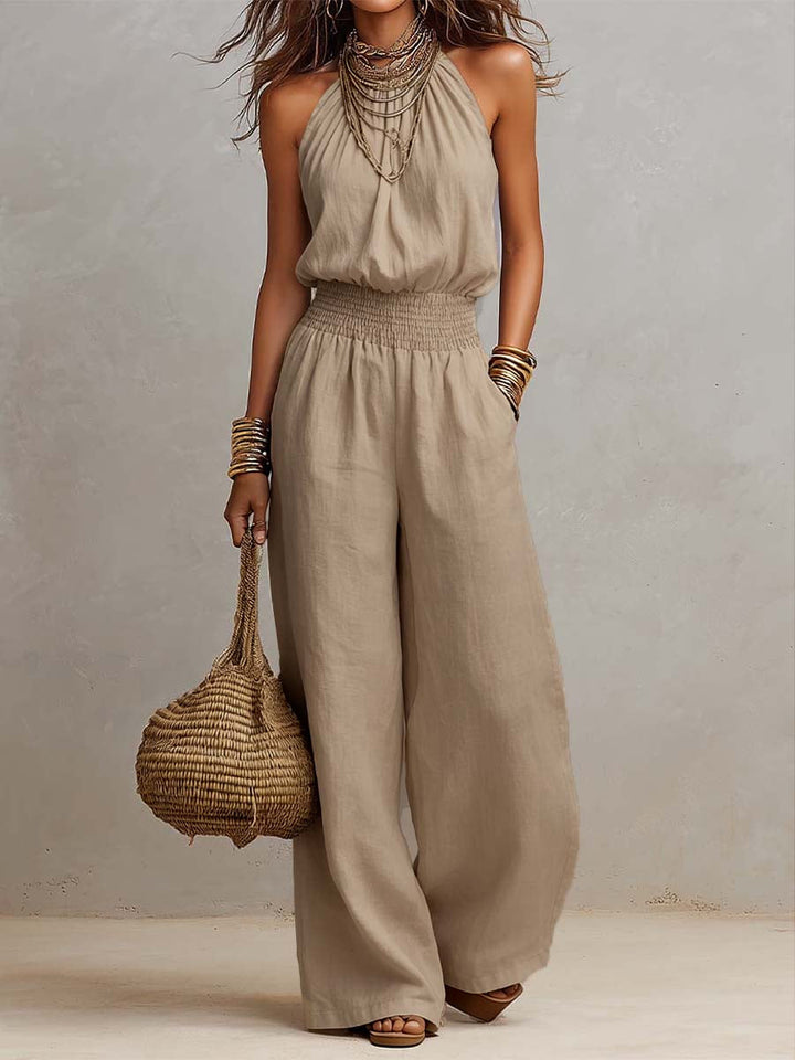 Valeria | Halter Neck Wide-Leg Jumpsuit
