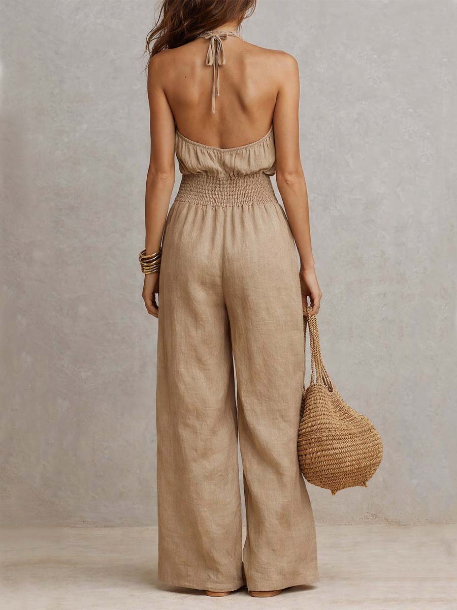 Valeria | Halter Neck Wide-Leg Jumpsuit