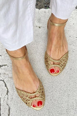 Jolina - Golden Woven Sandals