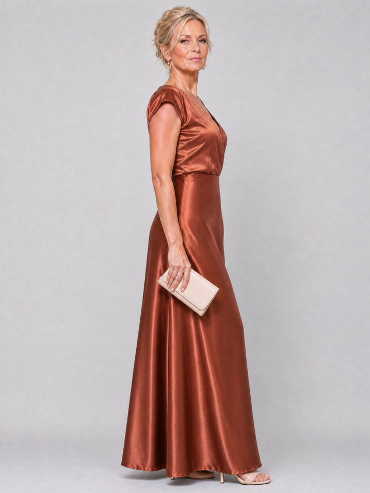 Samouse | Cap Sleeve Wrap Bodice Maxi Dress