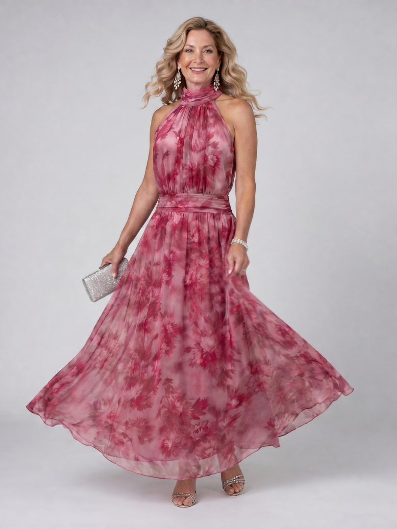 Avien | Soft Halter Neck Midi Dress