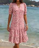 Floral V-Neck Tiered Dress