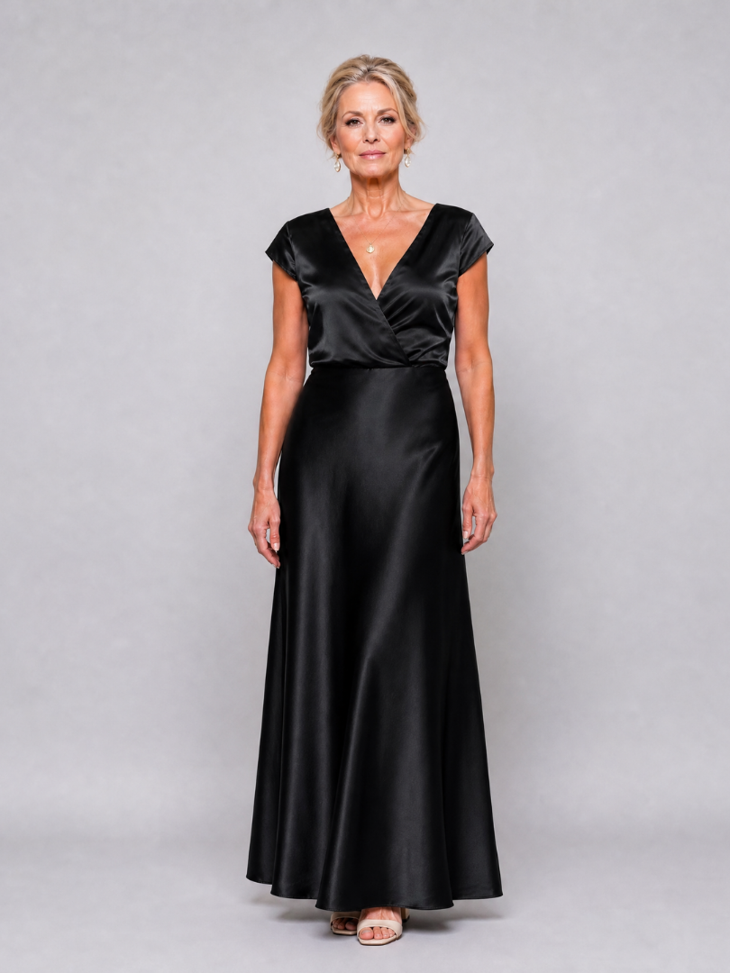 Samouse | Cap Sleeve Wrap Bodice Maxi Dress