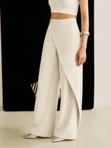 Luna | Women's High Waist Wide Leg Trousers Asymmetric Wrap Pants