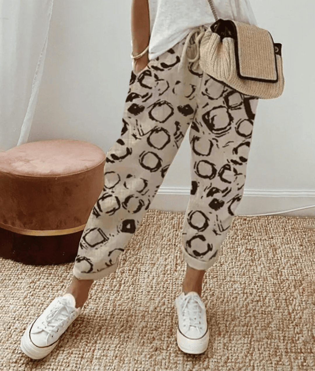 Elle | Flattering Fit &amp; Comfort Waistband Trouser With Print