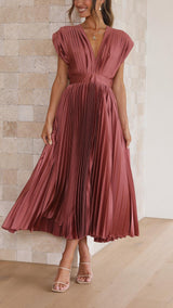 Maria | Elegant Pleated Maxi Dress