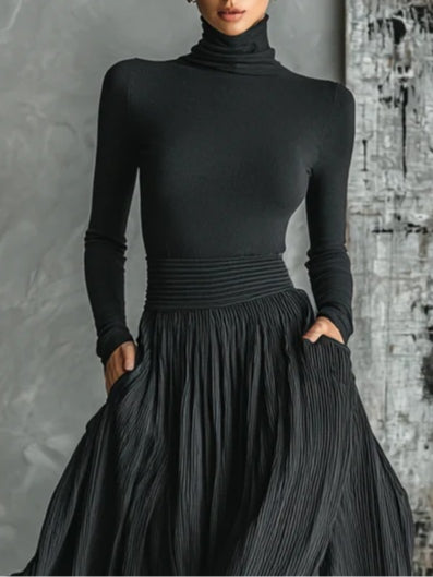 Lucy | Turtleneck &amp; Pleated Skirt Set