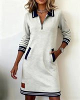 Chloe | Women's Zip Front Collared Midi Dress
