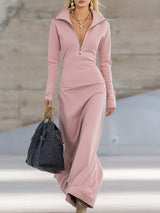 Evangelia | Women's Hooded Zip Front Maxi Dress