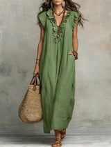 Francine | Women's Ruffle Sleeveless Maxi Dress