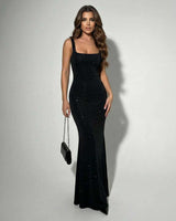 Naomi | Women's Square Neck Sleeveless Bodycon Maxi Dress