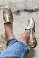 Sienna | Women's Gold Metallic Slip-On Loafers